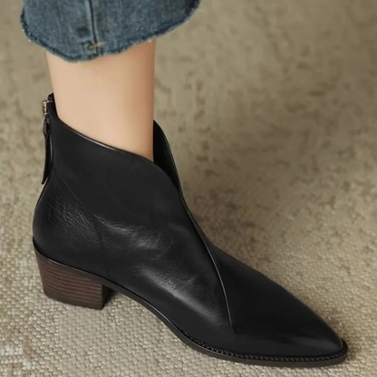 Modern pointed ankle boot with side zipper - women's ankle boots