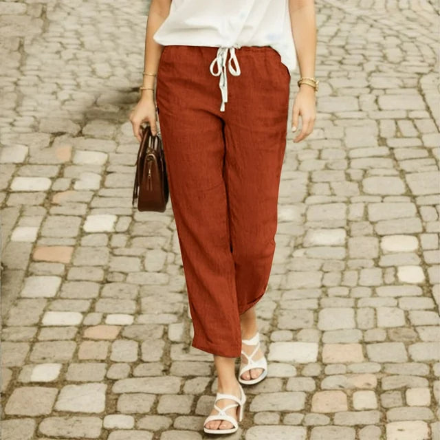 Cotton trousers with drawstring