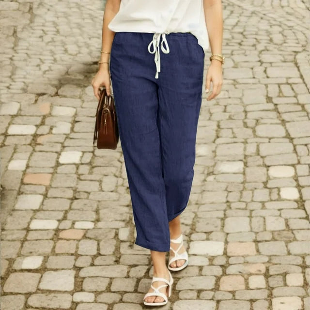 Cotton trousers with drawstring