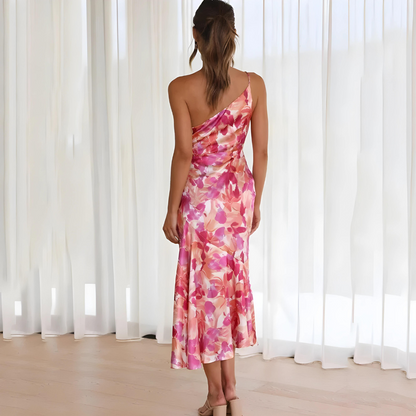 A-line dress | Elegant summer midi dress with floral pattern for women