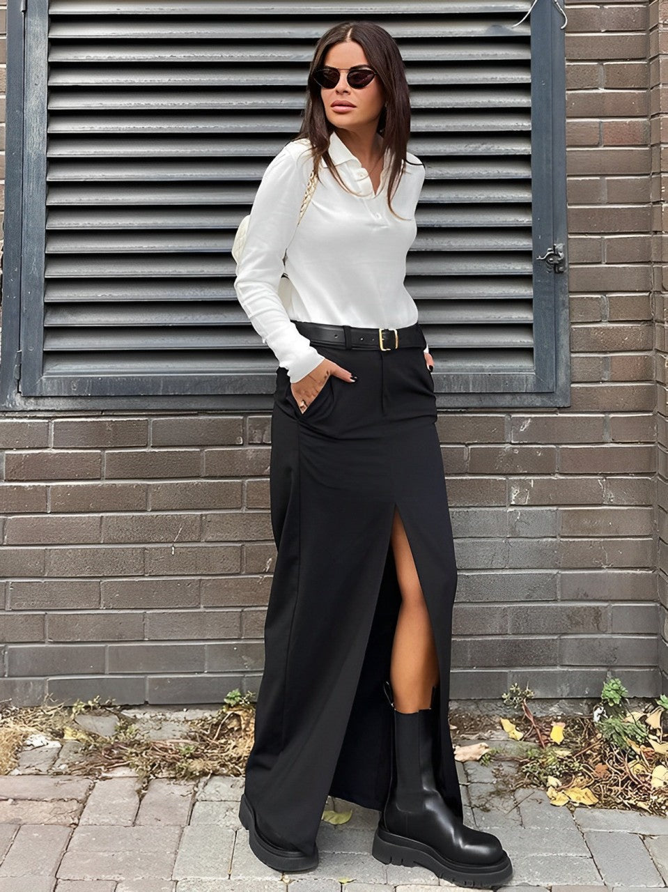 High-waisted retro skirt with waistband