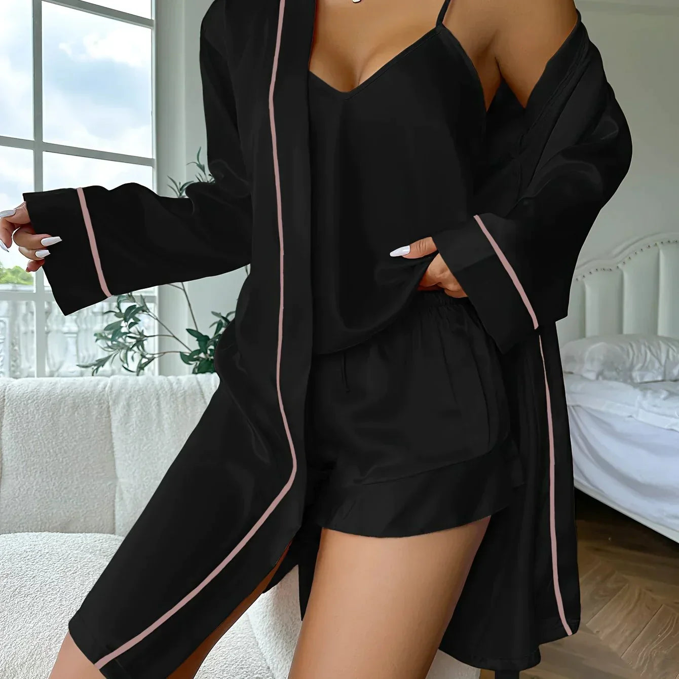 3-piece satin pyjama set