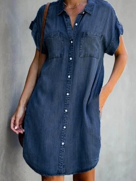 A mid-length dress made from monochrome denim