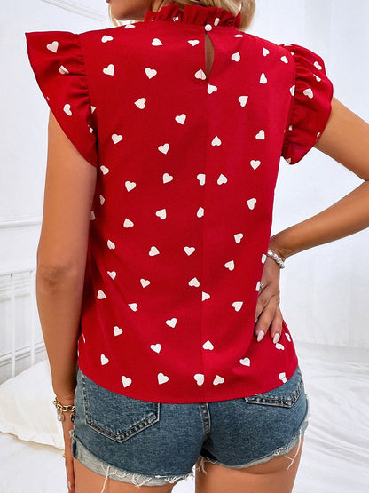 Casual blouse | summer blouse with short sleeves and heart print