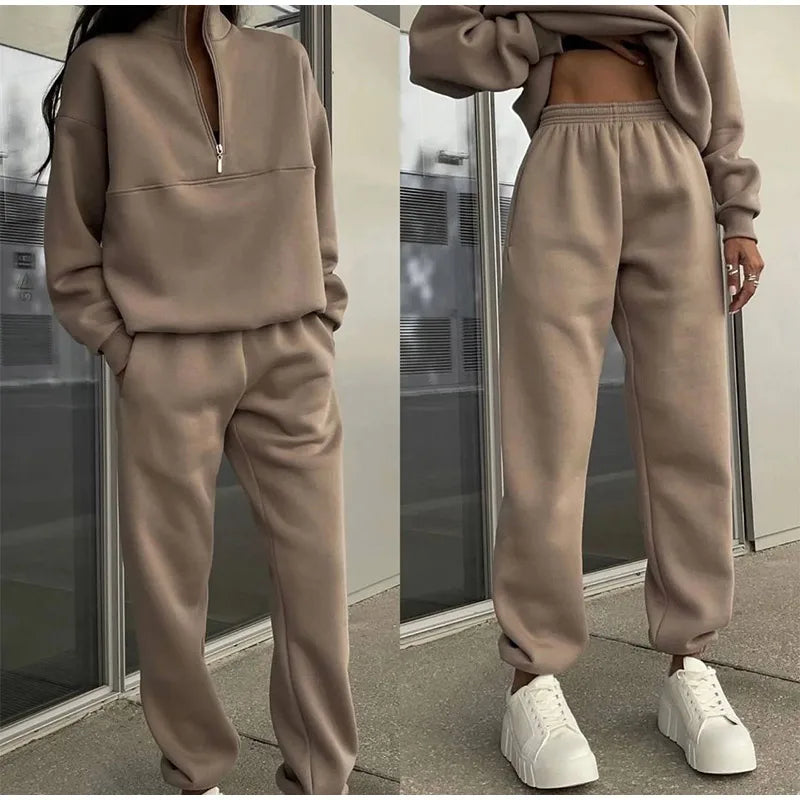 2-piece sets Casual solid pullover suit