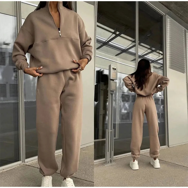 2-piece sets Casual solid pullover suit