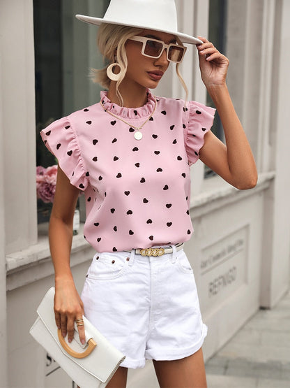 Casual blouse | summer blouse with short sleeves and heart print