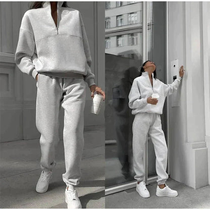 2-piece sets Casual solid pullover suit