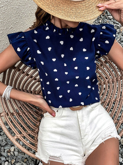 Casual blouse | summer blouse with short sleeves and heart print