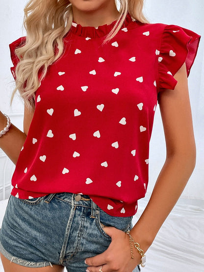 Casual blouse | summer blouse with short sleeves and heart print