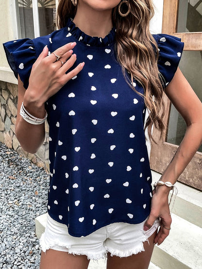 Casual blouse | summer blouse with short sleeves and heart print