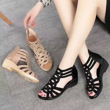 Summery wedge heel sandals with rhinestones