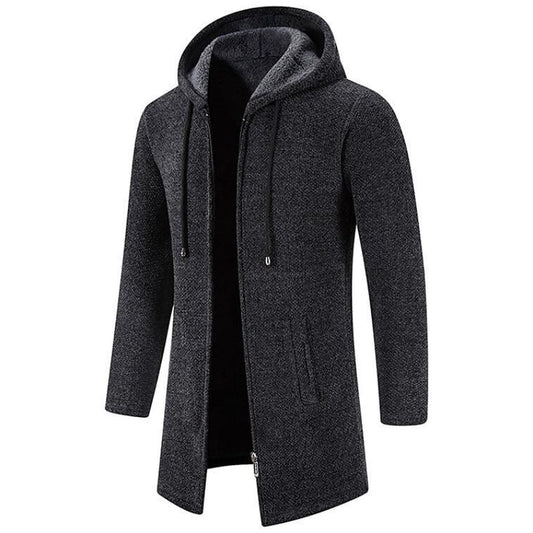 Wool jacket with hood for men