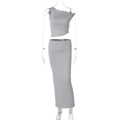 Elasticated two-piece sleeveless dress