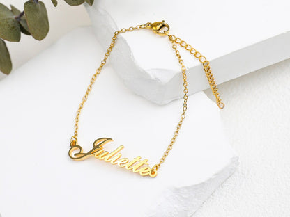 Gold personalized name anklet
