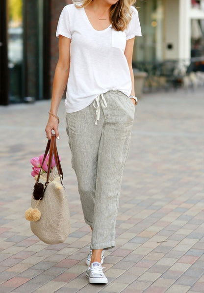 Cotton trousers with drawstring