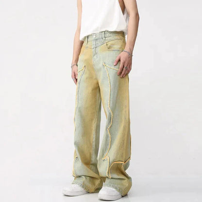 High-waisted men's jeans with a wide leg