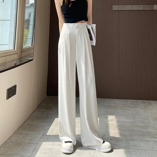 Women's wide-leg silk trousers - lightweight, breathable, crease-resistant, comfortable and made from high-quality fabric