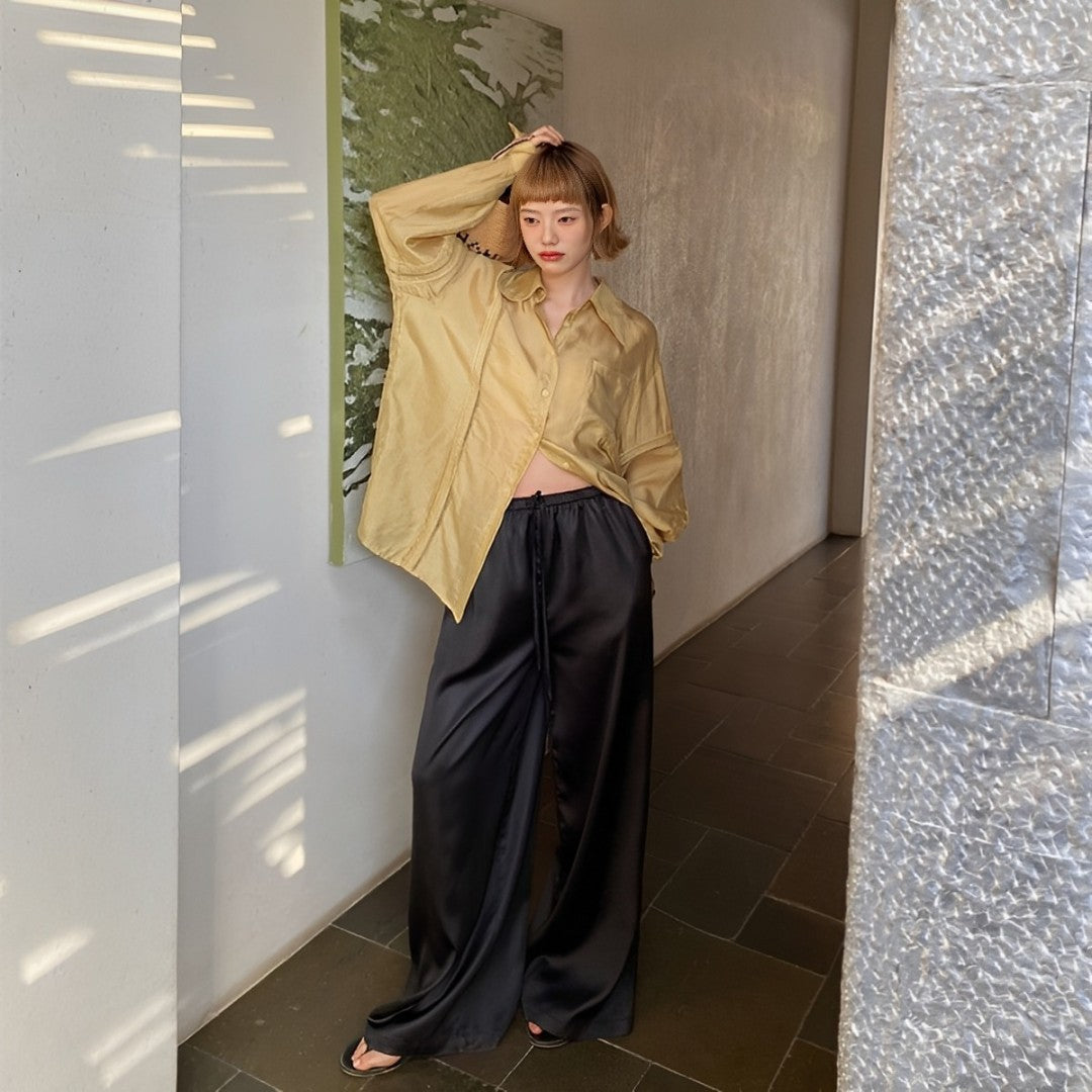Comfortable pants made from stretch satin